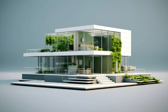 Plan d'une villa en 3d pouvant inspirer une maquette